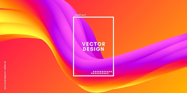 Colorful futuristic liquid poster with curved shape