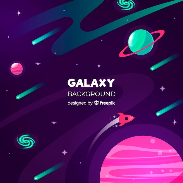 Colorful galaxy background with flat design