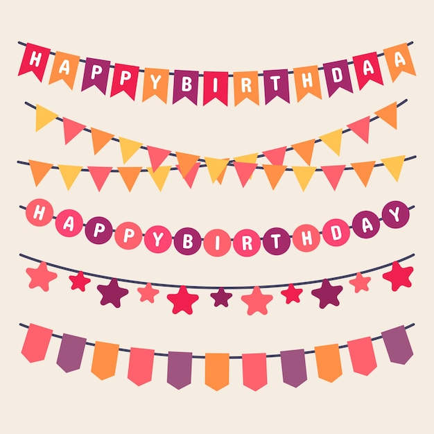 Colorful garlands for birthday