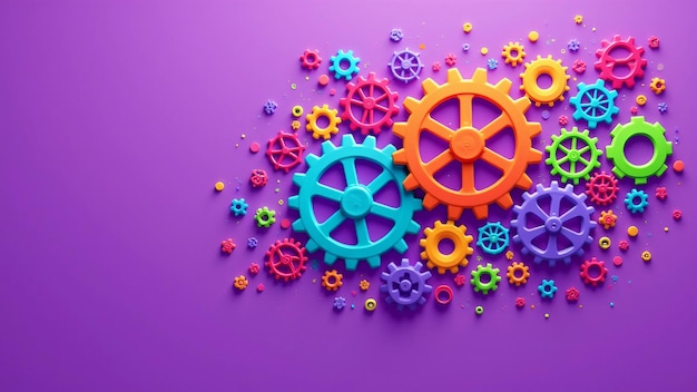 Vector colorful gears on a purple background