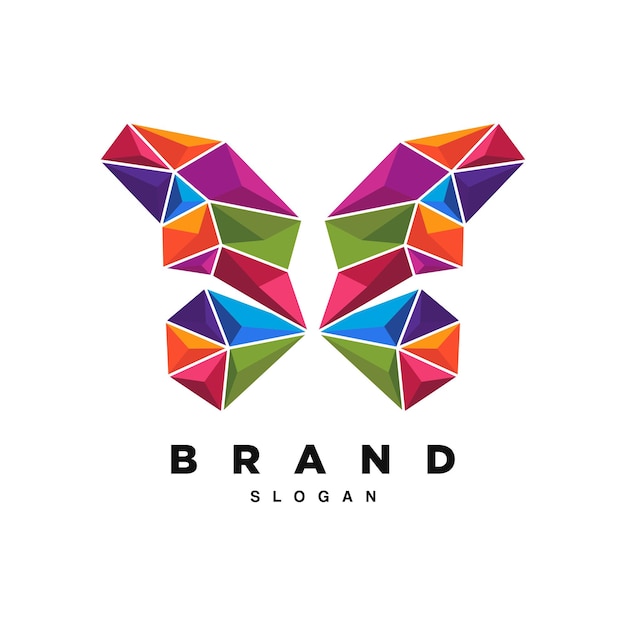 Colorful geometric butterfly logo design for your brand or business