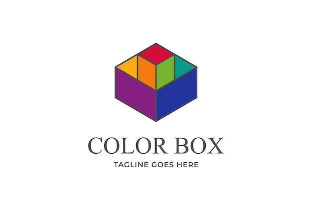 Colorful Geometric Cubic Cube Box for Kids Toys Package or Storage Logo Design Vector