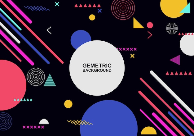 Colorful geometric on dark blue background Vector illustration