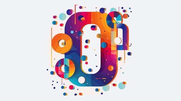 Colorful Geometric Flat Digit 0 Vector Isolated