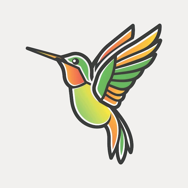 Colorful geometric hummingbird illustration