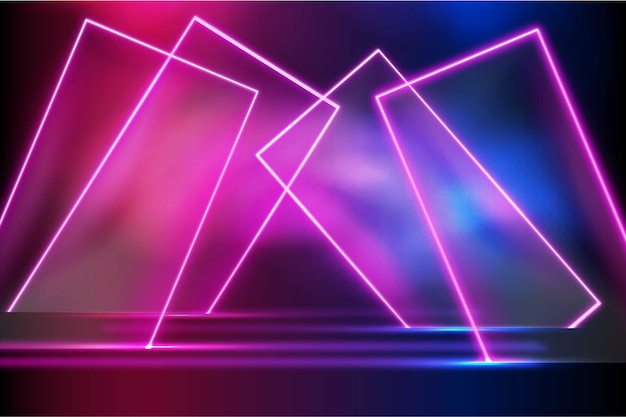 Colorful geometric shapes neon lights background