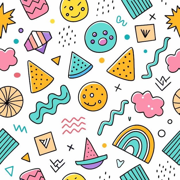 Vector colorful geometric shapes and patterns seamless pattern