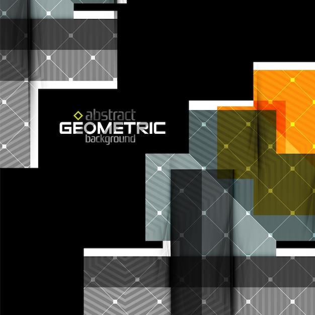 Colorful geometric shapes with texture on black Modern futuristic abstract design template