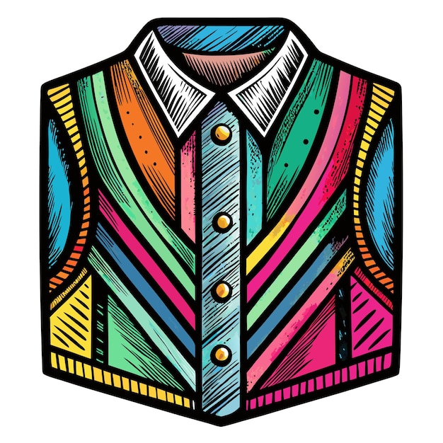 Colorful Geometric Shirt Design with Bold Patterns in Vibrant Illustration