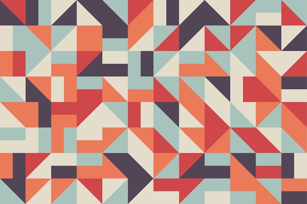 Colorful geometric triangle mosaic seamless pattern in retro style