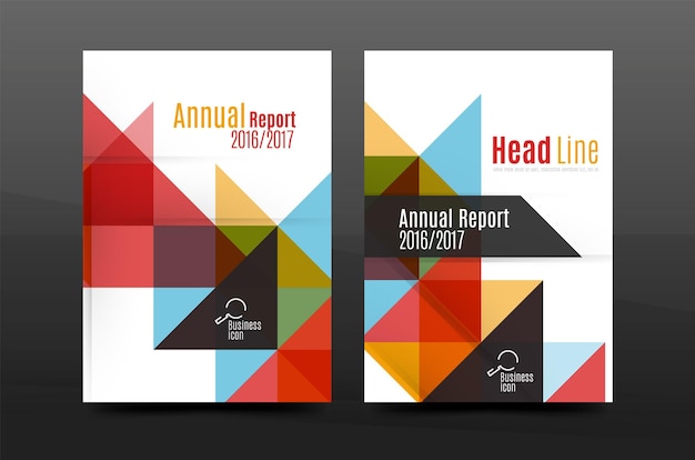 Colorful geometry design annual report a4 cover brochure template layout magazine flyer or leaflet booklet