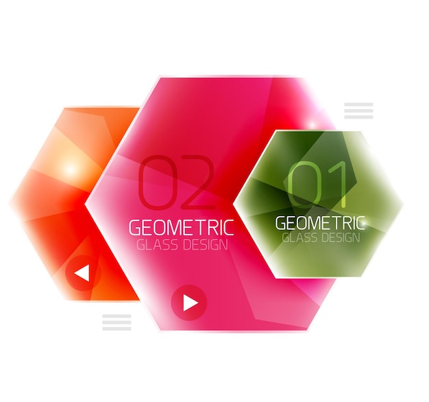 Vector colorful glass hexagon business infographic template