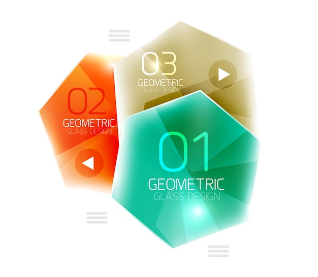 Colorful glass hexagon business infographic template