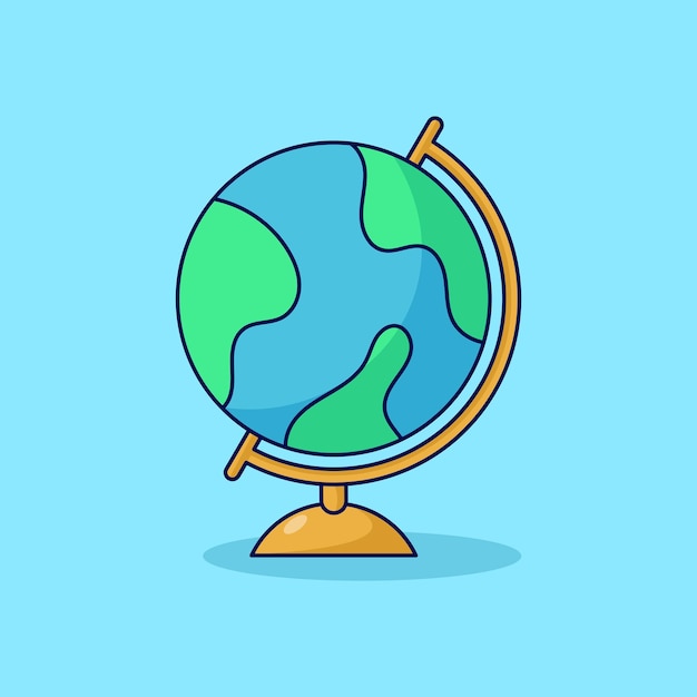 Colorful Globe Doodle Cartoon Illustration