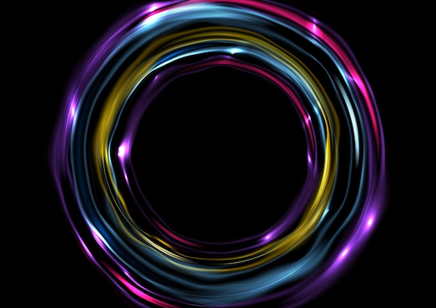 Colorful glowing electric neon rings circles background