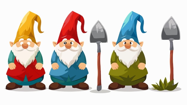 Vector colorful gnome with shovel on white background professional stock photo