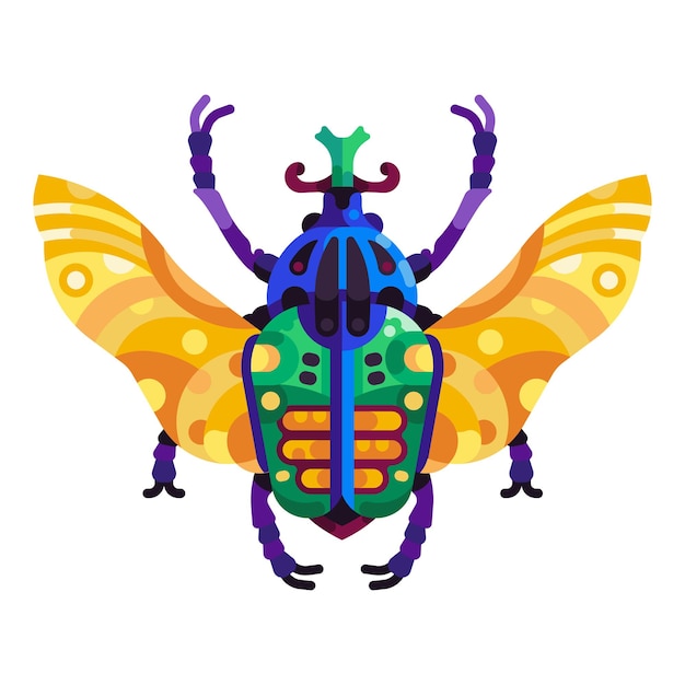 Colorful Goliath Beetle Icon in Flat Design