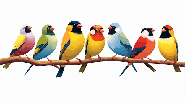 Vector colorful gouldian finch perched on branch vibrant sevencolored bird in nature habitat