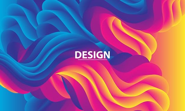 Colorful Gradient. 3d Fluid Wave. Vibrant Color.