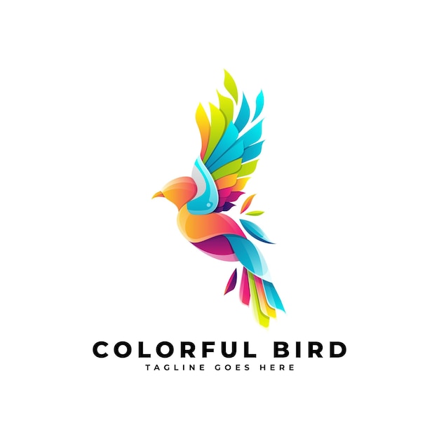 colorful gradient bird logo vector template