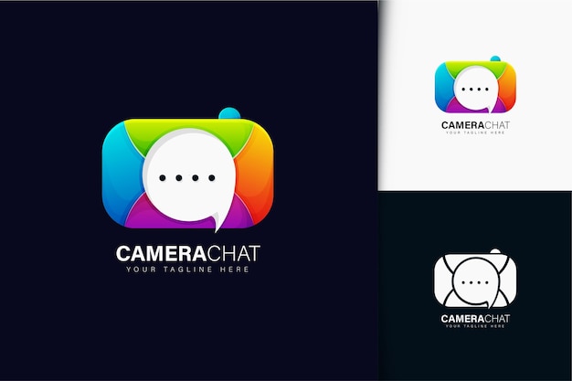 Colorful gradient camera chat logo design