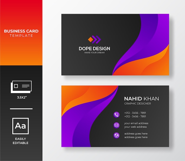 Colorful gradient creative Business card design template  