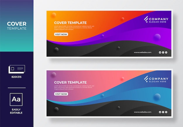 Colorful gradient creative facebook cover and web banner design template  