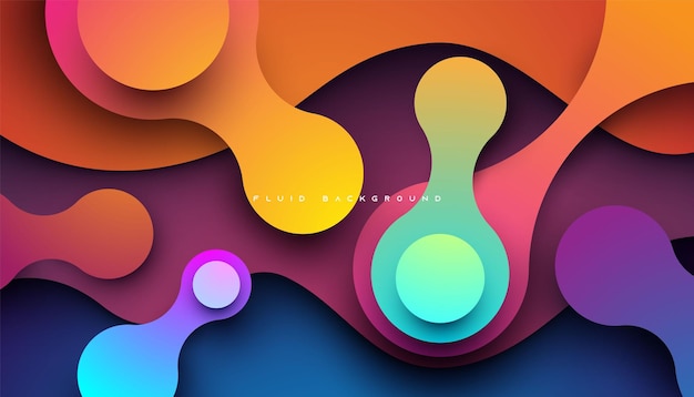 Colorful gradient dynamic rounded fluid background papercut style