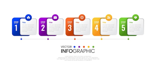 colorful gradient infographic with five step, vector illustration