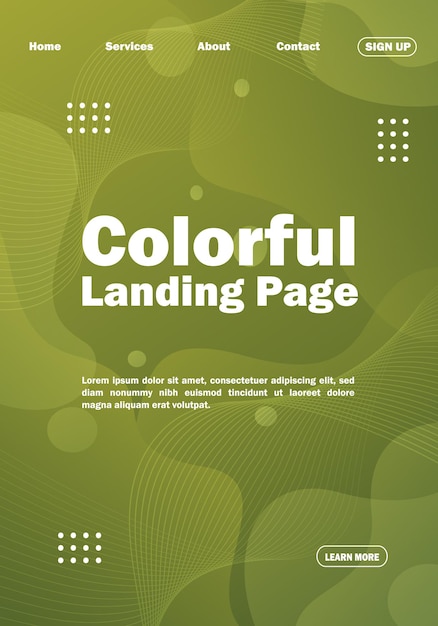 Colorful gradient landing page design