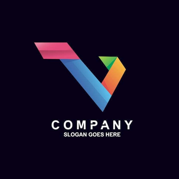 Colorful gradient letter v logo design