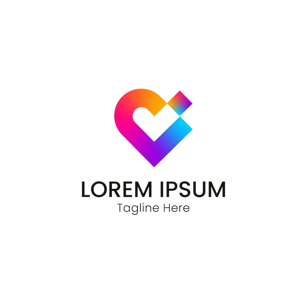 colorful gradient love logo design