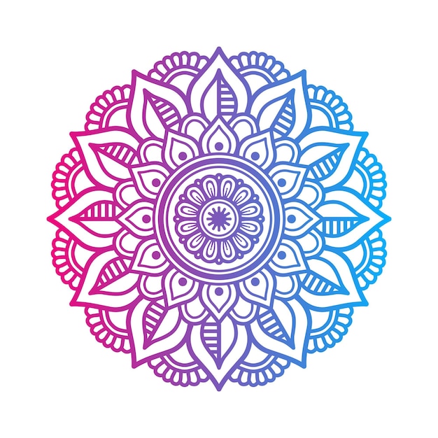 Colorful gradient mandala in floral style