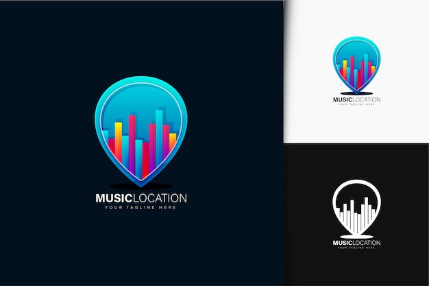 Colorful gradient music location logo design