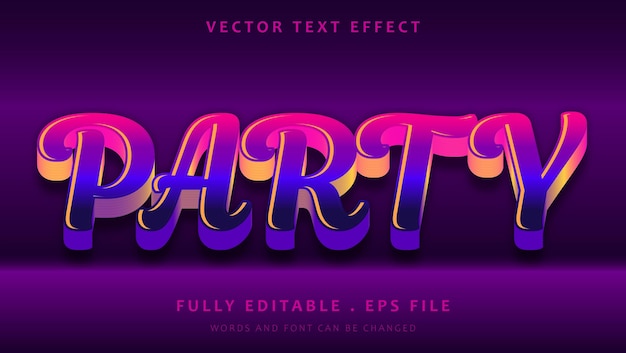 Vector colorful gradient party editable text effect design