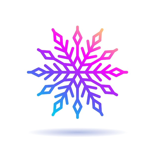 Colorful gradient snowflake sign with shadow