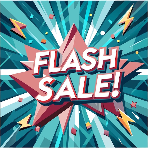 Vector colorful graphic announcing a flash sale with dynamic effects