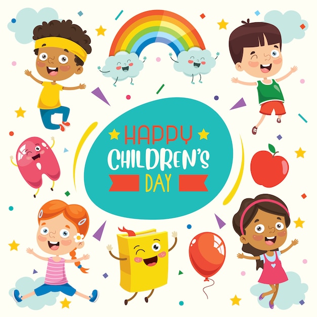 Colorful greeting card for happy children's day