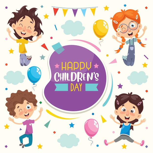 Colorful greeting card for happy children's day