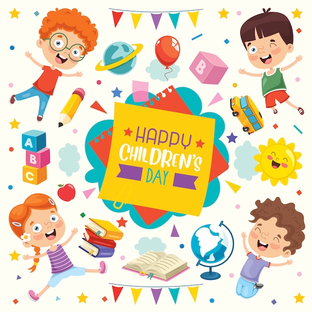 Colorful greeting card for happy children's day