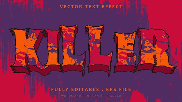 Colorful Grunge Horror Word Killer Editable Text Effect Design Template