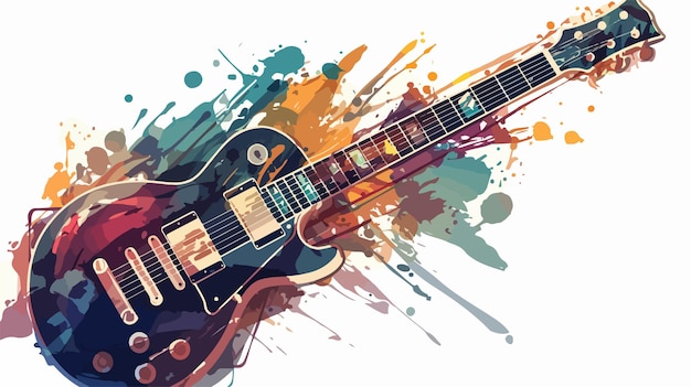 Colorful Grungy Guitar Shape Illustration