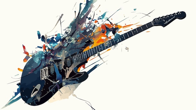 Colorful Grungy Guitar Shape Illustration