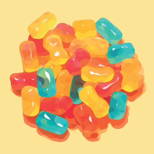 Vector colorful gummy candy pile