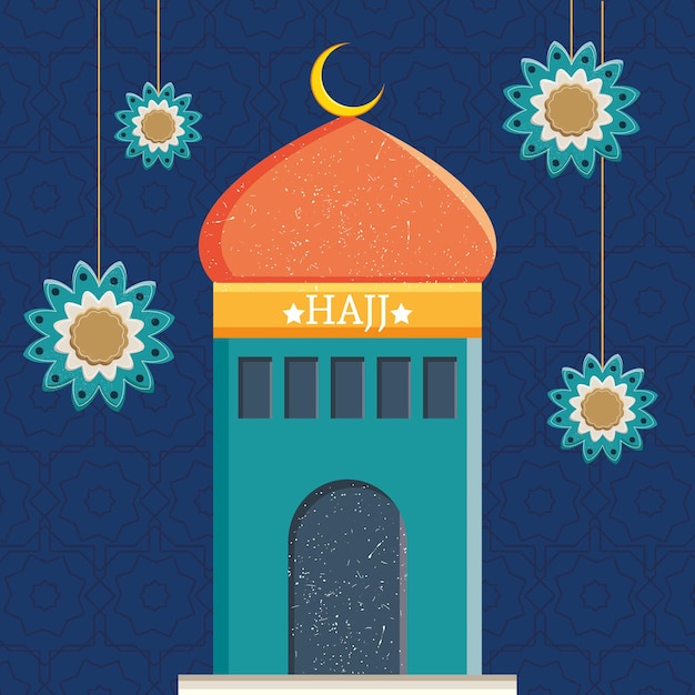 Colorful hajj mosque illustration design