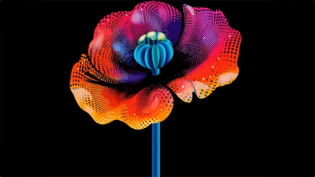 Colorful Halftone Opium Poppy Icon