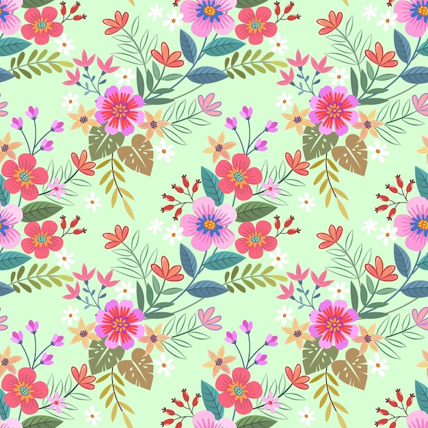 Colorful hand draw flowers seamless pattern Can be used for fabric textile wallpaper