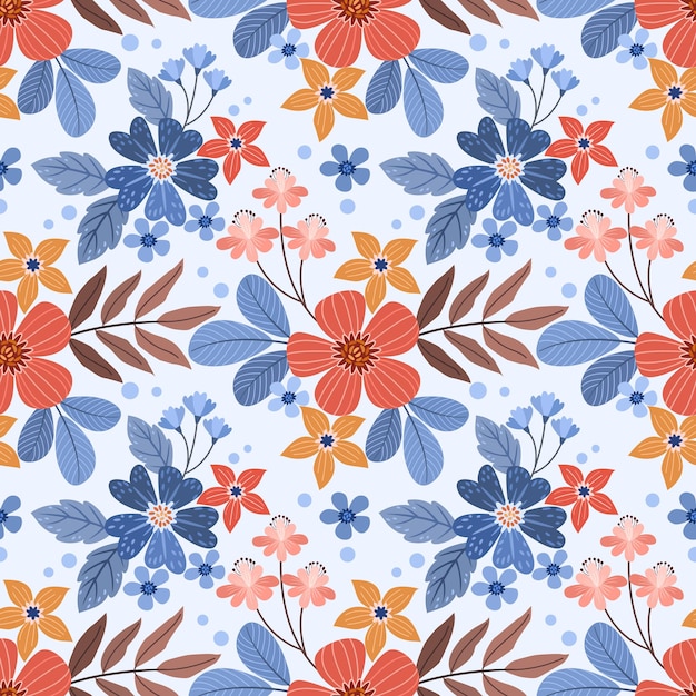 Colorful hand draw flowers seamless pattern for fabric textile wallpaper.