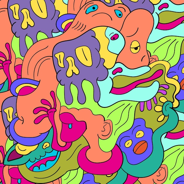 Colorful Hand Drawn Abstract Doodle Background