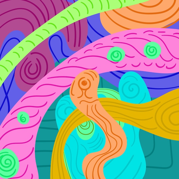 Colorful Hand Drawn Abstract Doodle Background